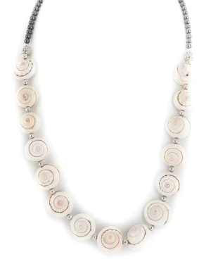 Nickel Certified Authentic Navajo Shell and Natural Hematite Native American Necklace 25327