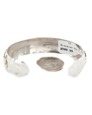 12kt Gold Filled and .925 Sterling Silver Certified Authentic Buffalo Handmade Navajo Natural Turquoise Native American Bracelet 12970-3 12kt Gold Filled and .925 Sterling Silver Certified Authentic Buffalo Handmade Navajo Natural Turquoise Native American Bracelet 12970-3