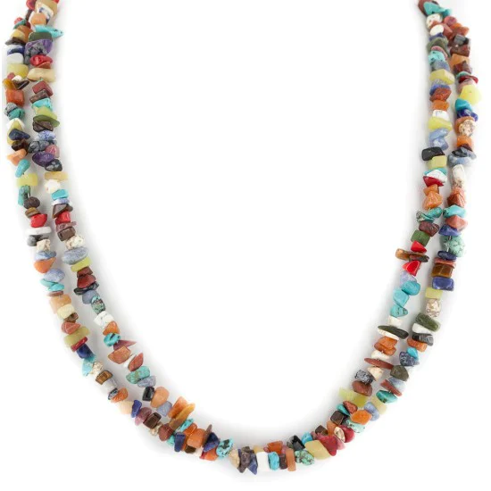 2 Strand Certified Authentic .925 Sterling Silver Navajo Natural Turquoise and Multicolor Stones Native American Necklace 15304-70 2 Strand Certified Authentic .925 Sterling Silver Navajo Natural Turquoise and Multicolor Stones Native American Necklace 15304-70