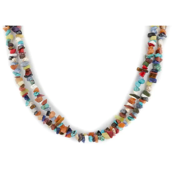 2 Strand Certified Authentic .925 Sterling Silver Navajo Natural Turquoise and Multicolor Stones Native American Necklace 15304-70 2 Strand Certified Authentic .925 Sterling Silver Navajo Natural Turquoise and Multicolor Stones Native American Necklace 15304-70