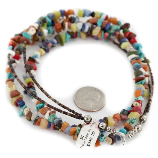2 Strand Certified Authentic .925 Sterling Silver Navajo Natural Turquoise and Multicolor Stones Native American Necklace 15304-70 2 Strand Certified Authentic .925 Sterling Silver Navajo Natural Turquoise and Multicolor Stones Native American Necklace 15304-70