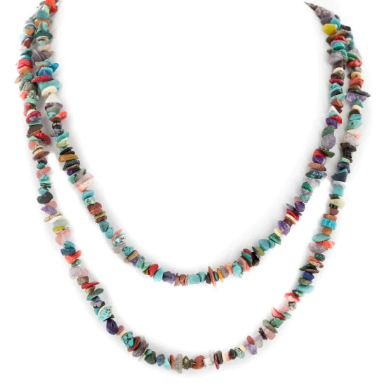 2 Strand Certified Authentic .925 Sterling Silver Navajo Natural Turquoise and Multicolor Stones Native American Necklace 15501-221 2 Strand Certified Authentic .925 Sterling Silver Navajo Natural Turquoise and Multicolor Stones Native American Necklace 15501-221
