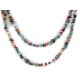 2 Strand Certified Authentic .925 Sterling Silver Navajo Natural Turquoise and Multicolor Stones Native American Necklace 15501-221