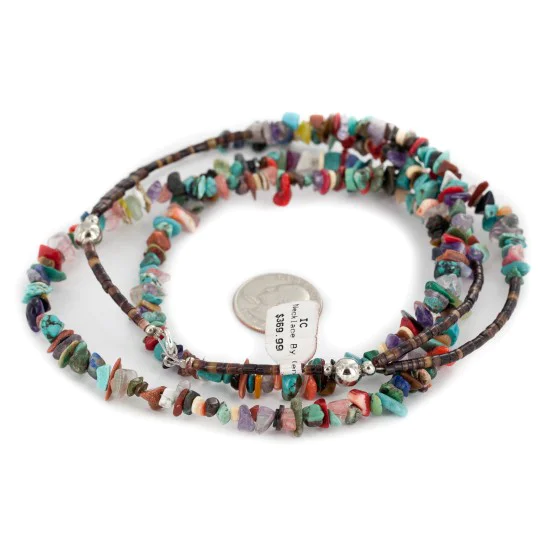 2 Strand Certified Authentic .925 Sterling Silver Navajo Natural Turquoise and Multicolor Stones Native American Necklace 15501-221 2 Strand Certified Authentic .925 Sterling Silver Navajo Natural Turquoise and Multicolor Stones Native American Necklace 15501-221