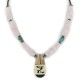 Bird Certified Authentic Navajo .925 Sterling Silver Inlay Natural Turquoise Mother of Pearl Pink Quartz Hematite Native American Necklace 750108-51