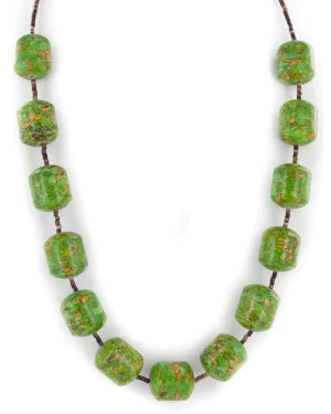 Certified Authentic Navajo .925 Sterling Silver Gaspeite and Heishi Native American Necklace 7501007-11