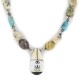 Certified Authentic Navajo .925 Sterling Silver Inlay Natural Turquoise Mother of Pearl Green Jasper Native American Necklace 15213-320