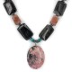 Certified Authentic Navajo .925 Sterling Silver Natural Turquoise Hematite and Jasper Charoite Native American Necklace 15800-28