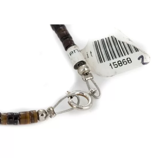Certified Authentic Navajo .925 Sterling Silver Natural Turquoise Hematite Charoite Agate and Black Onyx Native American Necklace 15868-20 Certified Authentic Navajo .925 Sterling Silver Natural Turquoise Hematite Charoite Agate and Black Onyx Native American Necklace 15868-20