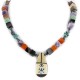Certified Authentic Navajo .925 Sterling Silver Inlay Natural Turquoise Mother of Pearl Amethyst Black Onyx Charoite Tigers Eye Hematite Native American Necklace 750108-10