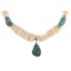 Certified Authentic Navajo .925 Sterling Silver Natural Graduated Melon Shell and Turquoise Native American Necklace 15213-33