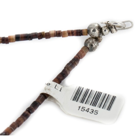 Certified Authentic Navajo .925 Sterling Silver Natural Hematite Native American Necklace 15435