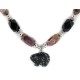 Bear Certified Authentic Navajo .925 Sterling Silver Natural Black Onyx Charoite and Snowflake Obsidian Native American Necklace 15632-41