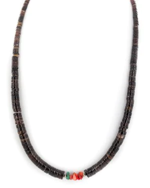 Certified Authentic Navajo .925 Sterling Silver Coral Natural Graduated Heishi and Turquoise Native American Necklace 18113