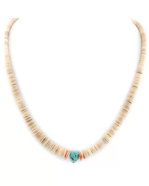 Certified Authentic Navajo .925 Sterling Silver Natural Graduated Melon Shell Native American Necklace 17081-2
