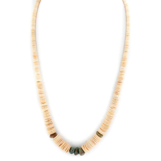 Certified Authentic Navajo .925 Sterling Silver Natural Graduated Melon Shell Turquoise Native American Necklace 17081-3 Certified Authentic Navajo .925 Sterling Silver Natural Graduated Melon Shell Turquoise Native American Necklace 17081-3