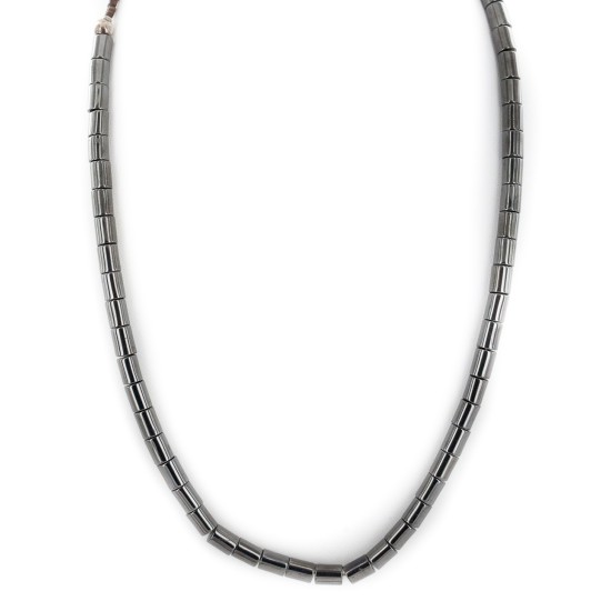 Certified Authentic Navajo .925 Sterling Silver Natural Hematite Native American Necklace 15435