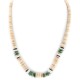 Certified Authentic Navajo .925 Sterling Silver Natural Turquoise Graduated Melon Shell and Heishi Native American Necklace 15845-7