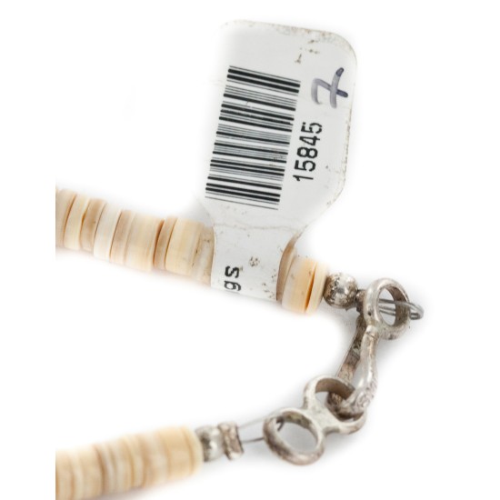 Certified Authentic Navajo .925 Sterling Silver Natural Turquoise Graduated Melon Shell and Heishi Native American Necklace 15845-7