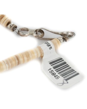 Certified Authentic Navajo .925 Sterling Silver Natural Turquoise Graduated Melon Shell and Heishi Native American Necklace 15845-8