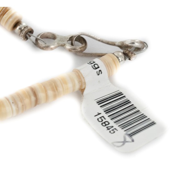 Certified Authentic Navajo .925 Sterling Silver Natural Turquoise Graduated Melon Shell and Heishi Native American Necklace 15845-8 Certified Authentic Navajo .925 Sterling Silver Natural Turquoise Graduated Melon Shell and Heishi Native American Necklace 15845-8