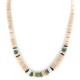 Certified Authentic Navajo .925 Sterling Silver Natural Turquoise Graduated Melon Shell and Heishi Native American Necklace 15845-8 Certified Authentic Navajo .925 Sterling Silver Natural Turquoise Graduated Melon Shell and Heishi Native American Necklace 15845-8