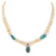 Certified Authentic Navajo .925 Sterling Silver Natural Turquoise Graduated Melon Shell Native American Necklace 15213-337
