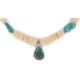 Certified Authentic Navajo .925 Sterling Silver Natural Turquoise Graduated Melon Shell Native American Necklace 15213-337