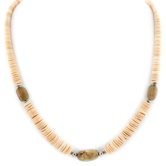 Certified Authentic Navajo .925 Sterling Silver Natural Turquoise Graduated Melon Shell Native American Necklace 15213-7 Certified Authentic Navajo .925 Sterling Silver Natural Turquoise Graduated Melon Shell Native American Necklace 15213-7