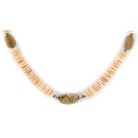 Certified Authentic Navajo .925 Sterling Silver Natural Turquoise Graduated Melon Shell Native American Necklace 15213-7 Certified Authentic Navajo .925 Sterling Silver Natural Turquoise Graduated Melon Shell Native American Necklace 15213-7