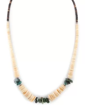 Certified Authentic Navajo .925 Sterling Silver Natural Turquoise Graduated Melon Shell Native American Necklace 15432-113 Certified Authentic Navajo .925 Sterling Silver Natural Turquoise Graduated Melon Shell Native American Necklace 15432-113