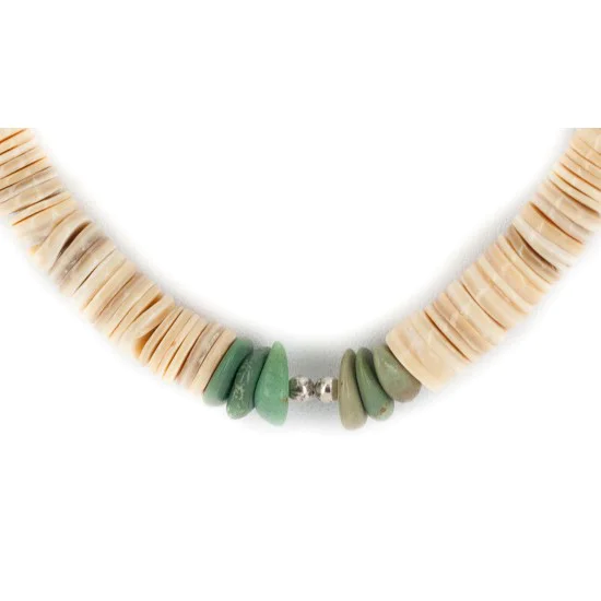 Certified Authentic Navajo .925 Sterling Silver Natural Turquoise Graduated Melon Shell Native American Necklace 15801-13 Certified Authentic Navajo .925 Sterling Silver Natural Turquoise Graduated Melon Shell Native American Necklace 15801-13