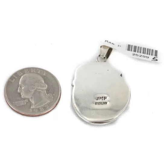 Certified Authentic .925 Sterling Silver Handmade Navajo Natural Turquoise Native American Pendant 25299-5