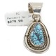 Certified Authentic .925 Sterling Silver Handmade Navajo Natural Spiderweb Turquoise Native American Pendant  25299-1