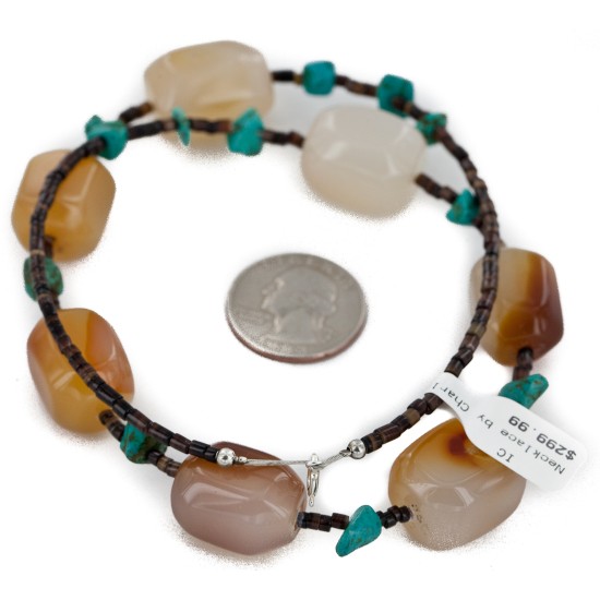 Certified Authentic Navajo .925 Sterling Silver Natural Turquoise Carnelian Native American Necklace 17070-100 Certified Authentic Navajo .925 Sterling Silver Natural Turquoise Carnelian Native American Necklace 17070-100