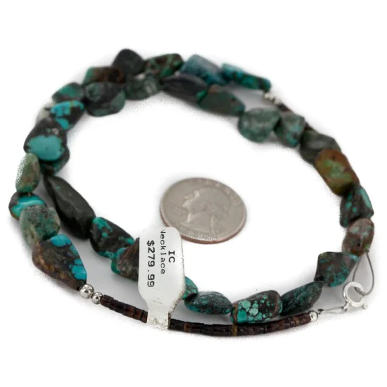 Certified Authentic Navajo .925 Sterling Silver Natural Turquoise Native American Necklace 15341-130 Certified Authentic Navajo .925 Sterling Silver Natural Turquoise Native American Necklace 15341-130