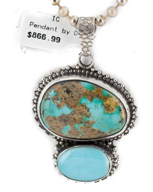 Handmade .925 Sterling Silver Natural Turquoise and Turquoise Native American Necklace 24478-1 Handmade .925 Sterling Silver Natural Turquoise and Turquoise Native American Necklace 24478-1