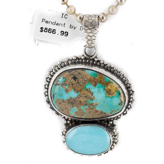 Handmade .925 Sterling Silver Natural Turquoise and Turquoise Native American Necklace 24478-1 Handmade .925 Sterling Silver Natural Turquoise and Turquoise Native American Necklace 24478-1
