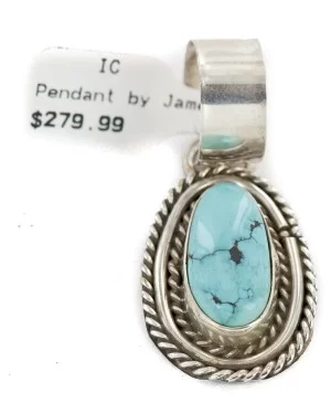 Handmade Certified Authentic .925 Sterling Silver Navajo Natural Turquoise Native American Pendant  25299-3