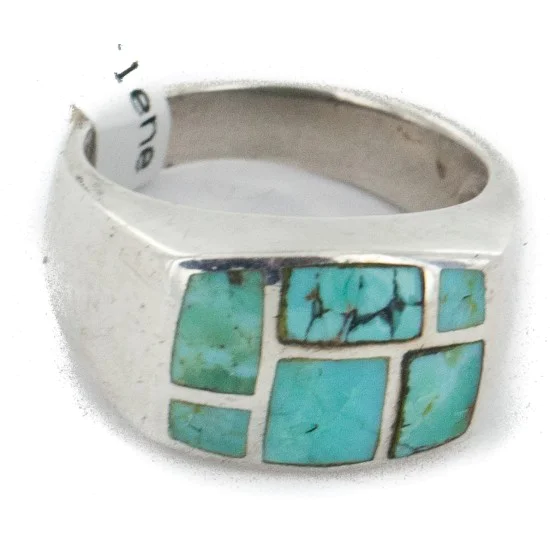 Handmade Inlay Navajo .925 Sterling Silver Certified Authentic Natural Turquoise Native American Ring 18149 Handmade Inlay Navajo .925 Sterling Silver Certified Authentic Natural Turquoise Native American Ring 18149