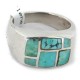 Handmade Inlay Navajo .925 Sterling Silver Certified Authentic Natural Turquoise Native American Ring 18149