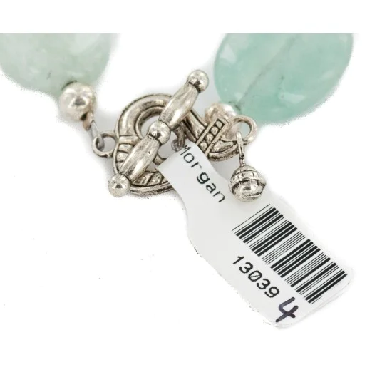 Certified Authentic Nickel Navajo Natural Green Quartz Native American Bracelet 13039-3