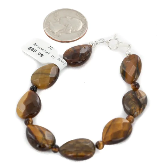 Certified Authentic Navajo .925 Sterling Silver Natural Tigers Eye Native American Bracelet 13038-19 Certified Authentic Navajo .925 Sterling Silver Natural Tigers Eye Native American Bracelet 13038-19