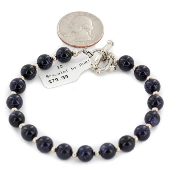 Certified Authentic Navajo Nickel Natural Purple Goldstone Native American Bracelet 13039-15 Certified Authentic Navajo Nickel Natural Purple Goldstone Native American Bracelet 13039-15