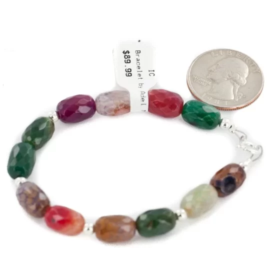 Certified Authentic Navajo .925 Sterling Silver Natural Multicolor Stones Native American Bracelet 13038-20 Certified Authentic Navajo .925 Sterling Silver Natural Multicolor Stones Native American Bracelet 13038-20