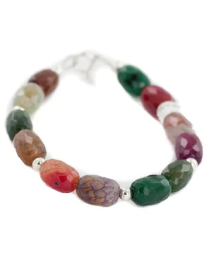Certified Authentic Navajo .925 Sterling Silver Natural Multicolor Stones Native American Bracelet 13038-20 Certified Authentic Navajo .925 Sterling Silver Natural Multicolor Stones Native American Bracelet 13038-20