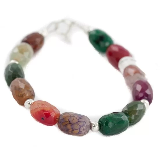 Certified Authentic Navajo .925 Sterling Silver Natural Multicolor Stones Native American Bracelet 13038-20 Certified Authentic Navajo .925 Sterling Silver Natural Multicolor Stones Native American Bracelet 13038-20