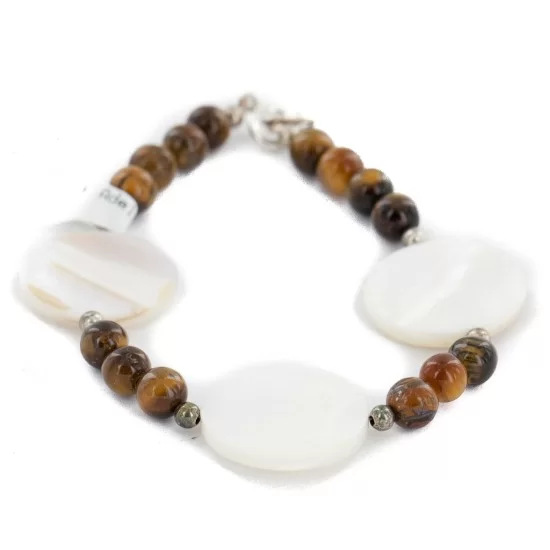 Certified Authentic Navajo .925 Sterling Silver Natural Tigers Eye Mother of Pearl Native American Bracelet 13038-18 Certified Authentic Navajo .925 Sterling Silver Natural Tigers Eye Mother of Pearl Native American Bracelet 13038-18
