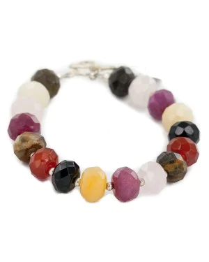 Certified Authentic Navajo Nickel Natural Multicolor Stones Native American Bracelet 13038-12 Certified Authentic Navajo Nickel Natural Multicolor Stones Native American Bracelet 13038-12