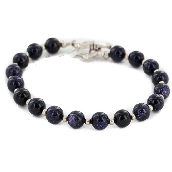 Certified Authentic Navajo Nickel Natural Purple Goldstone Native American Bracelet 13039-15 Certified Authentic Navajo Nickel Natural Purple Goldstone Native American Bracelet 13039-15